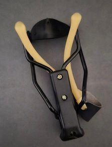 Folding slingshot with accessories.