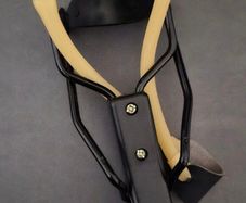Folding slingshot with accessories.