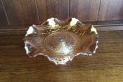 Carnival Glass iridescent Marigold amber Footed bowl /cake stand