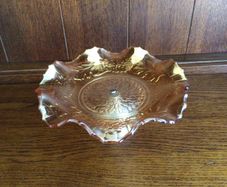 Carnival Glass iridescent Marigold amber Footed bowl /cake stand