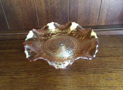 Carnival Glass iridescent Marigold amber Footed bowl /cake stand