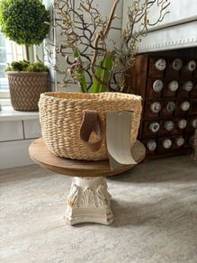 New leather Zara home rigid 21cm x 12cm basket with leather handle