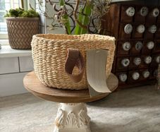 New leather Zara home rigid 21cm x 12cm basket with leather handle