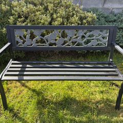 Garden Bench; Black Floral Design (125cm); Great Condition