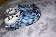Crocs Rebel Rebel clogs Size Uk 6 Blue &amp; black tie-dye with signature silver spike detailing