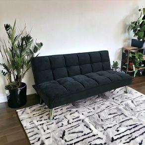 Black folding 3 seater Sofa bed.
