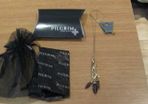 Gift set:Pilgrim Gold plated necklace and earring set with plum/lilac precious stone design pendants