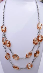 Vintage Sterling Silver Crystal Beaded Necklace (L16,5" - 30,33g)