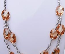 Vintage Sterling Silver Crystal Beaded Necklace (L16,5" - 30,33g)