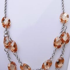 Vintage Sterling Silver Crystal Beaded Necklace (L16,5" - 30,33g)