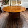 Warm wooden inlaid round/square dining table with storage Image 3