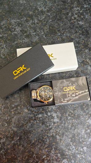 Luxury Two Tone Gold & Silver Watch Mens Skeleton Dial