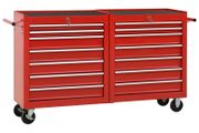 Tool Trolley with 14 Drawers Steel Red