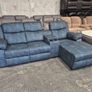 Zara Blue L Shape Chaser Recliner Sofa Image 3