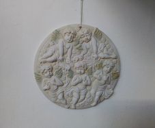Set of Two Plaster Churub Wall Plaques