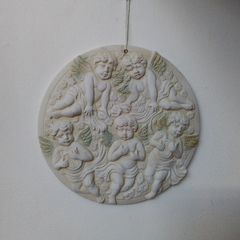 Set of Two Plaster Churub Wall Plaques