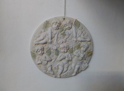 Set of Two Plaster Churub Wall Plaques