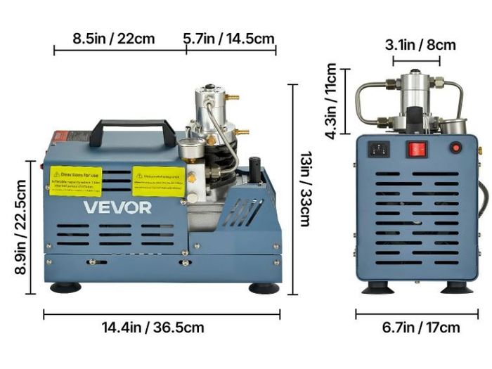 High Pressure Compressor, 4500PSI/30MPA/300BAR High Pressure Air Compressor, 1800W 220V Manual Stop Air Rifle Compressor Suitable for Paintball Air Rifle, PCP Rifle, Air Pistol, Diving Bottle