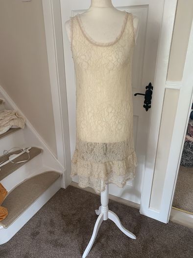 Vintage lace slip dress Sisley brand size 10-12