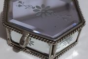 Lovely jewellery box ,,with bevelled mirrors sides and design, see pictures for condition,,take as is ,buyer collects or pays postage thank you