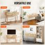 Console Table with 2 Storage Drawers, Rattan Entryway Table with Natural Rattan Sliding Door, Console Sofa Table for Living Room, Study, Entryway Or TV Wall, Natural Image 7
