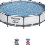 Steel Pro Round Frame Swimming Pool with Filter Pump, Grey, 12 ft (FREE SHIPPING) Image 3