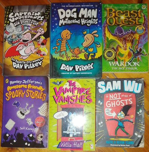 6 Books. Dog Man, Captain Underpants & spooky titles.