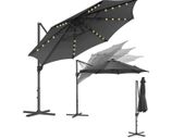 Elegant Cantilever Parasol 360 Shade, Solar LED Lights & UPF 50+ Protection