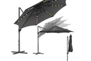 Elegant Cantilever Parasol 360 Shade, Solar LED Lights &amp; UPF 50+ Protection"