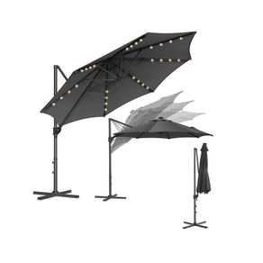Elegant Cantilever Parasol 360 Shade, Solar LED Lights & UPF 50+ Protection"