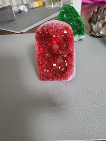 Red quartz crystal cathedral geode