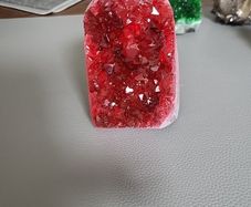 Red quartz crystal cathedral geode