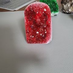 Red quartz crystal cathedral geode