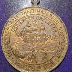 "God Speed Greenock" Medalette - George V Coronation - June 22nd, 1911 - UNC.