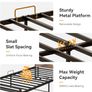 3ft Single Bed Frame with Storage Wooden Headboard, 90x190cm LED Light & Charging Station, Platform Metal Bed Frame Single, with Underbed Storage, Strong Metal Slat Support Image 6