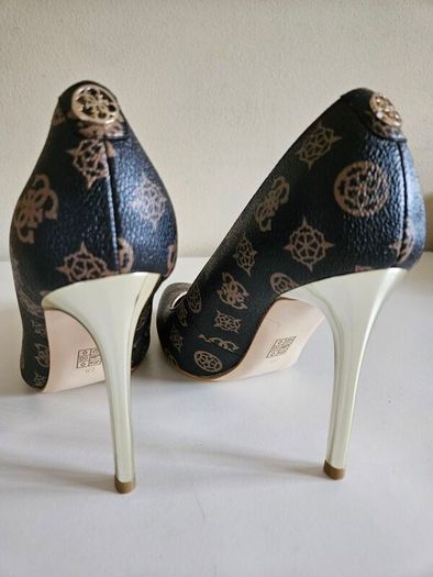 Guess Brown Logo-Print Court Shoes Brocr-Brown RRP 129e 6 UK & 7 UK NEW & BOXED perfect for Christmas party