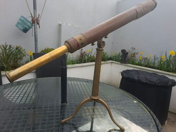 Antique Brass and leather Telescope with stand