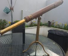 Antique Brass and leather Telescope with stand