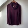 Ellen Tracy Burgundy 100% Merino Wool Draped Cowl Neck Sweater XL Image 4