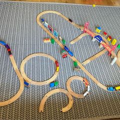 Wooden Train Set + Trains