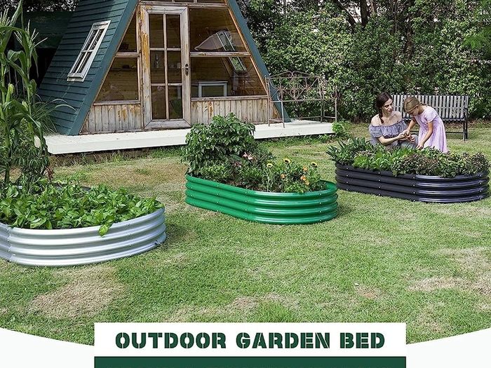 Guard Galvanized Raised Garden Bed Kit, Galvanized Planter Garden Boxes Outdoor, Oval Large Metal for Vegetables