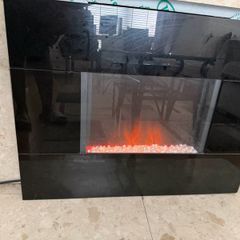 Modern Black Electric Fireplace Flame Effect