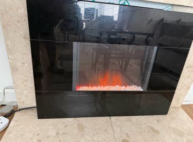 Modern Black Electric Fireplace Flame Effect