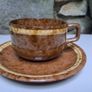 Brown and beige teacup and saucer Image 6