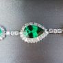 Vintage Sterling Silver 925 Emerald Green Bracelet   Emerald Wedding Bracelets Art Deco Jewelry L-7,5   9,80g Image 7