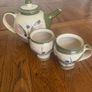 Pottery tea pot and a pair of matching mugs Image 2