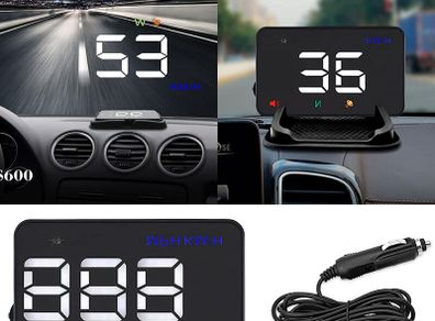 3.5" GPS Head-up Display Speed in Large Font, Reflect on Windshield or See on the HUD screen Directly, as Car Speedometer, Connect Car Cigarette Lighter to Use
