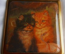 Vintage Case Mirror/compact Square 2 Mirrors