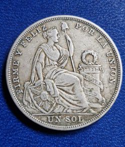 PERU 1 sol 1924 silver coin