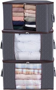 Large Capacity Clothes Storage Bag Organizer with Reinforced Handle Thick Fabric for Comforters, Blankets, Bedding, Foldable with Sturdy Zipper, Clear Window (FREE SHIPPING)